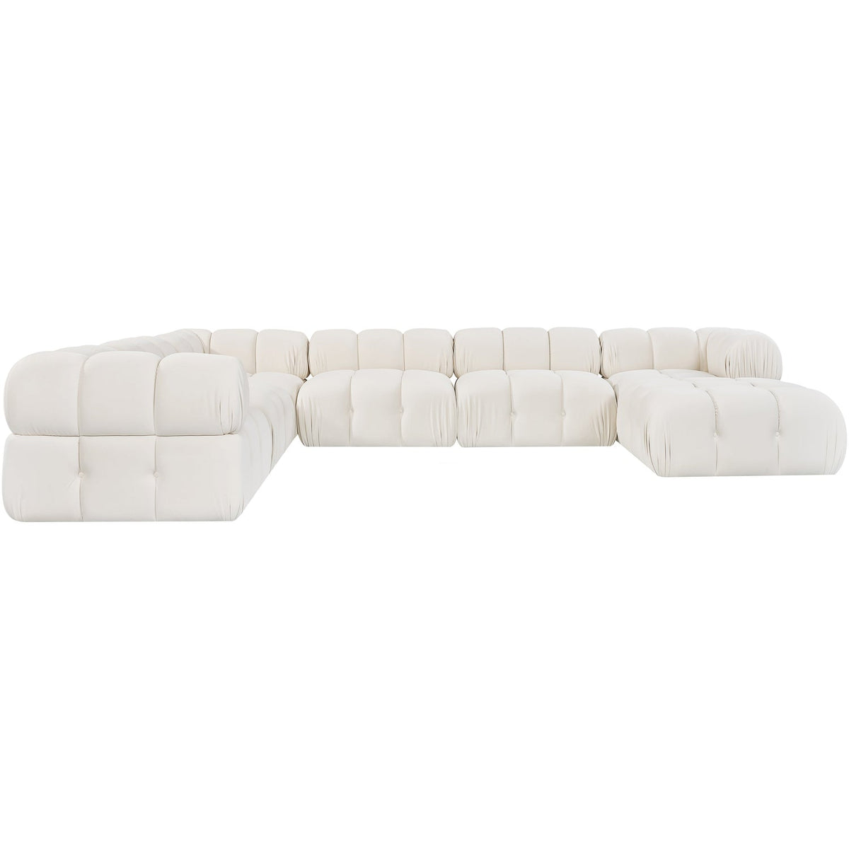 Orin Cream Velvet Performance Fabric Upholstered 7 Piece Modular Sectional Sofa
