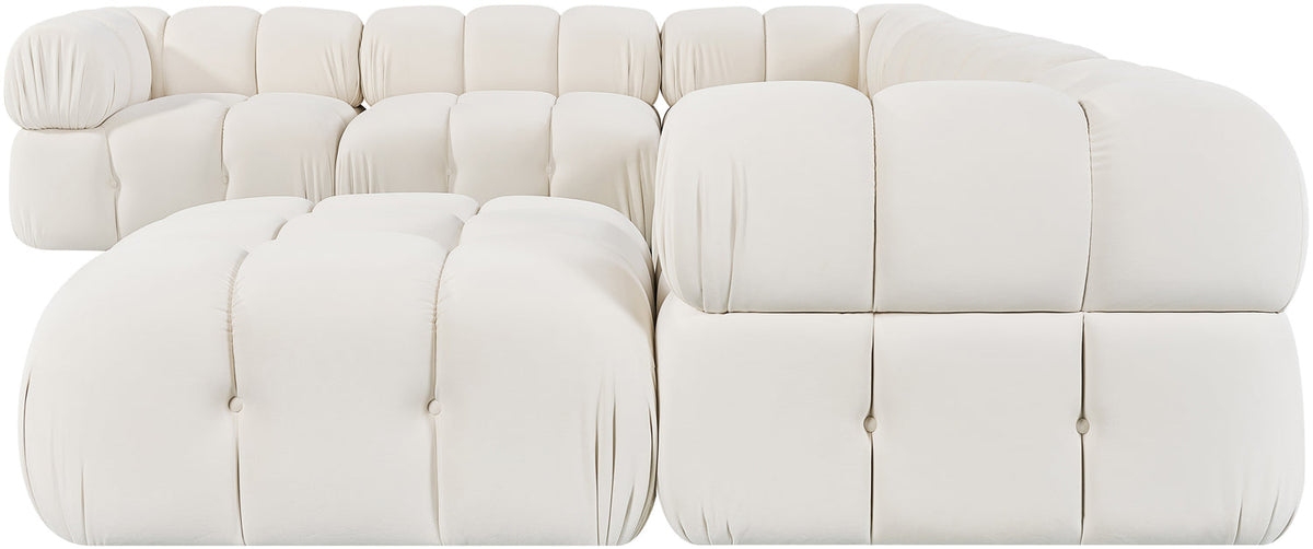 Orin Cream Velvet Performance Fabric Upholstered 7 Piece Modular Sectional Sofa