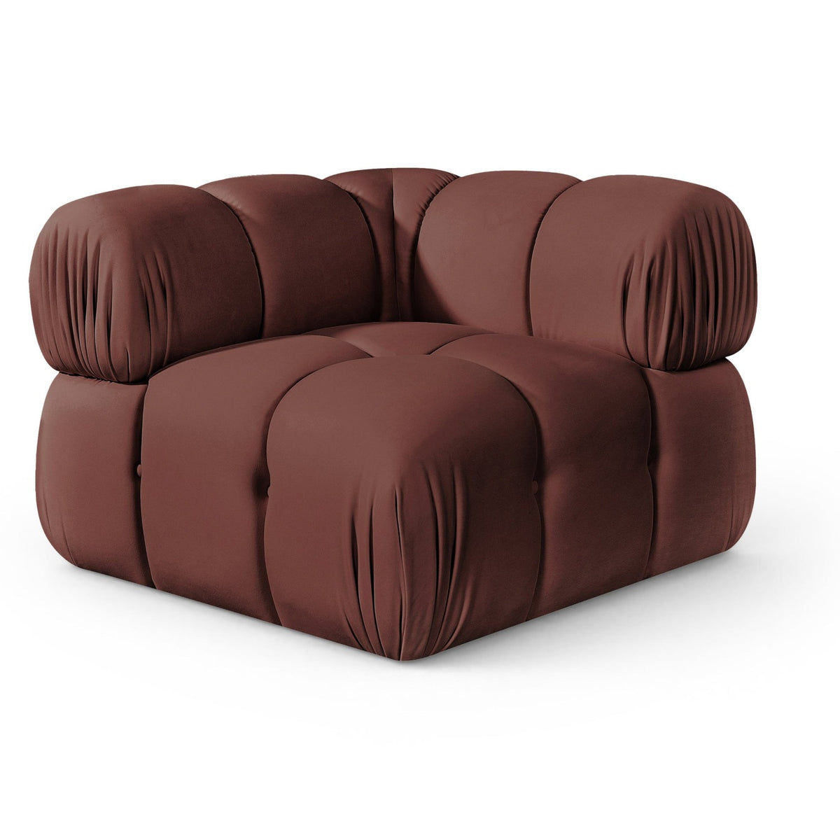 Orin Rose Velvet Performance Fabric Upholstered Modular Corner Chair in rose velvet, primary product view
