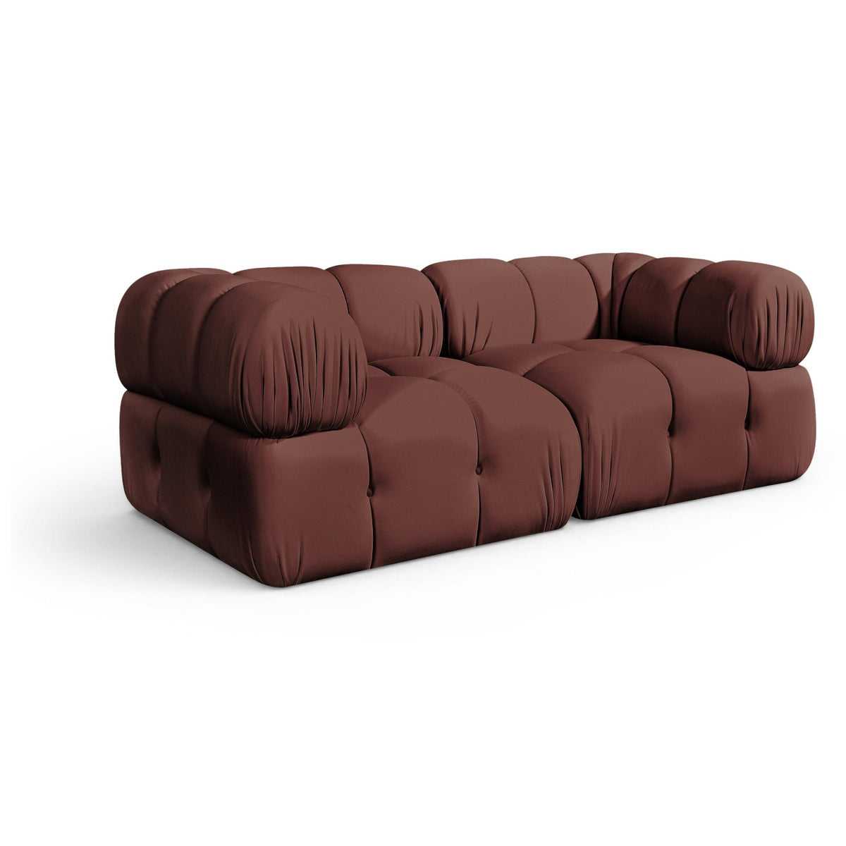 Orin Rose Velvet Performance Fabric Upholstered 2 pc. Modular Sofa in rose velvet, 74" wide, primary product view