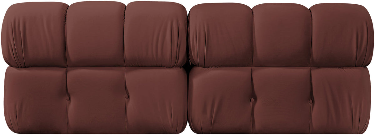 Orin Rose Velvet Performance Fabric Upholstered 2 Piece Modular Sofa