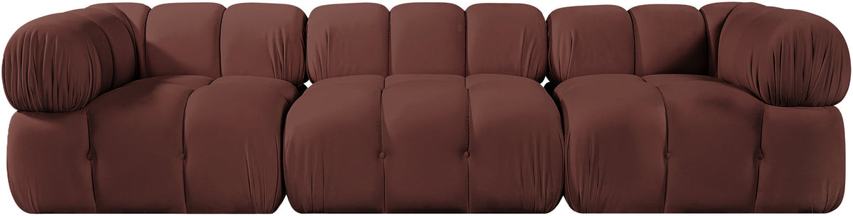 Orin Rose Velvet Performance Fabric Upholstered 3 Piece Modular Sofa