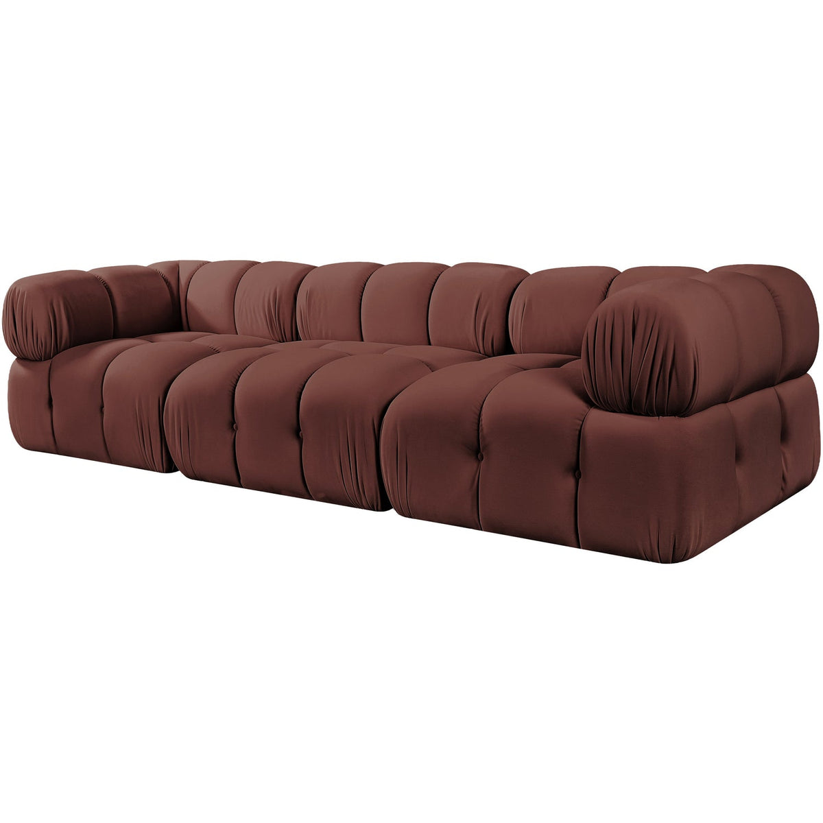 Orin Rose Velvet Performance Fabric Upholstered 3 Piece Modular Sofa