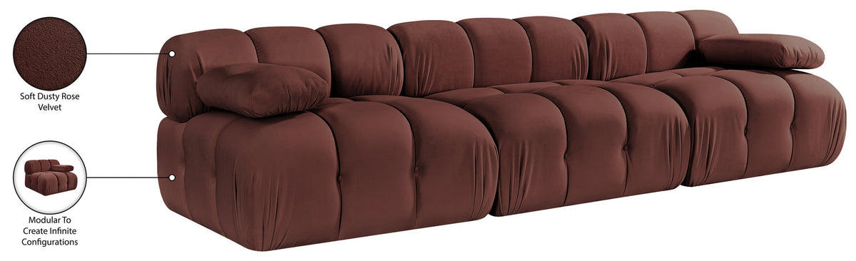 Orin Rose Velvet Performance Fabric Upholstered 3 Piece Modular Sofa