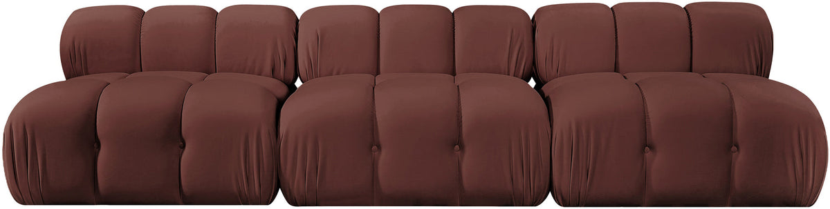 Orin Rose Velvet Performance Fabric Upholstered 3 Piece Modular Sofa