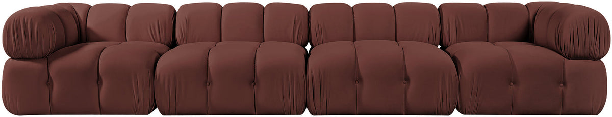Orin Rose Velvet Performance Fabric Upholstered 4 Piece Modular Sofa