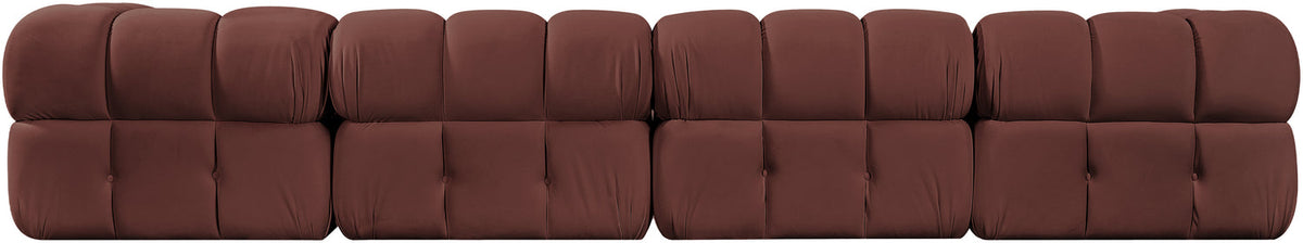 Orin Rose Velvet Performance Fabric Upholstered 4 Piece Modular Sofa