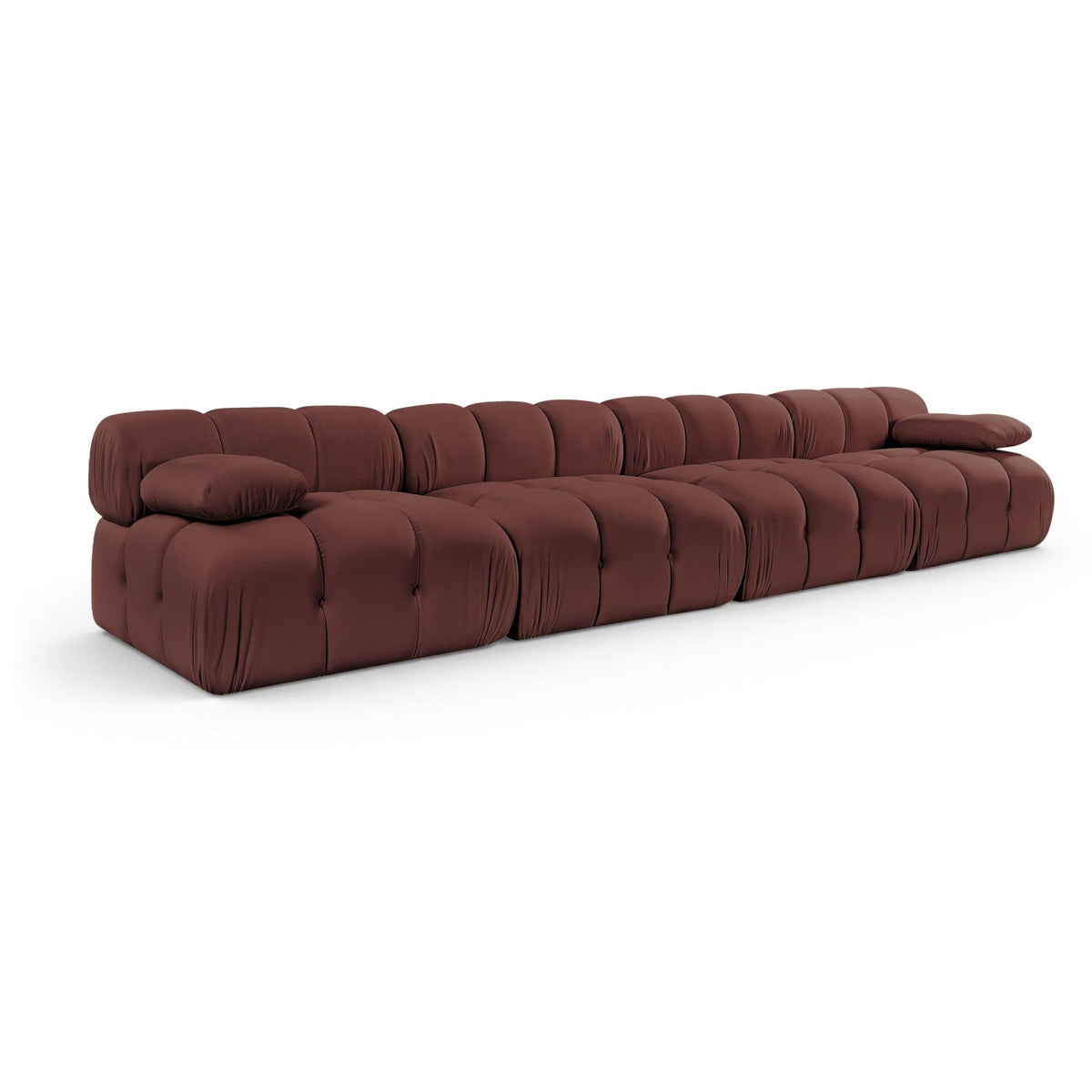 Orin Rose Velvet Performance Fabric Upholstered 4 pc. Modular Sofa in rose, primary product view
