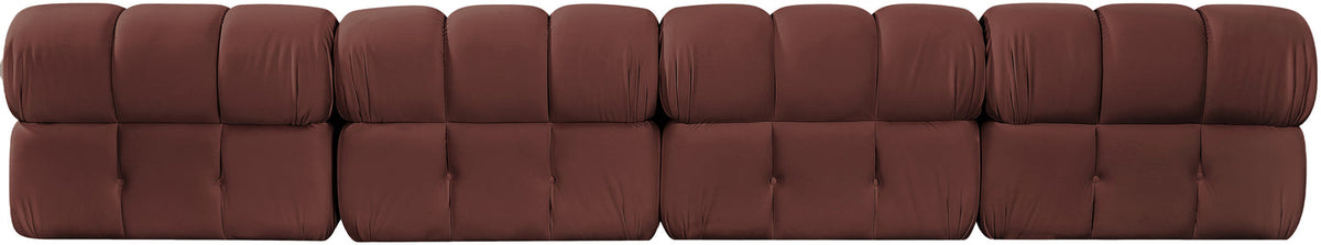 Orin Rose Velvet Performance Fabric Upholstered 4 Piece Modular Sofa