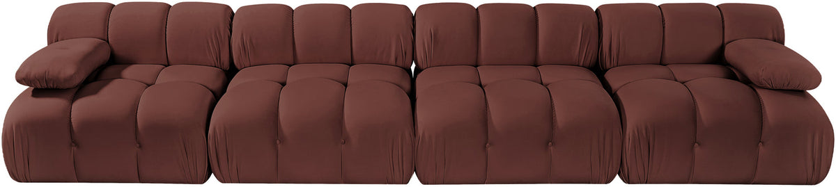 Orin Rose Velvet Performance Fabric Upholstered 4 Piece Modular Sofa