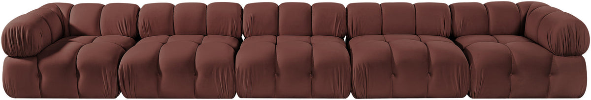 Orin Rose Velvet Performance Fabric Upholstered 5 Piece Modular Sofa