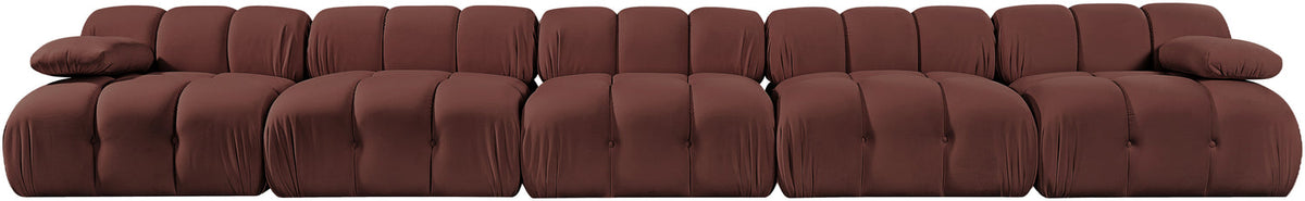 Orin Rose Velvet Performance Fabric Upholstered 5 Piece Modular Sofa
