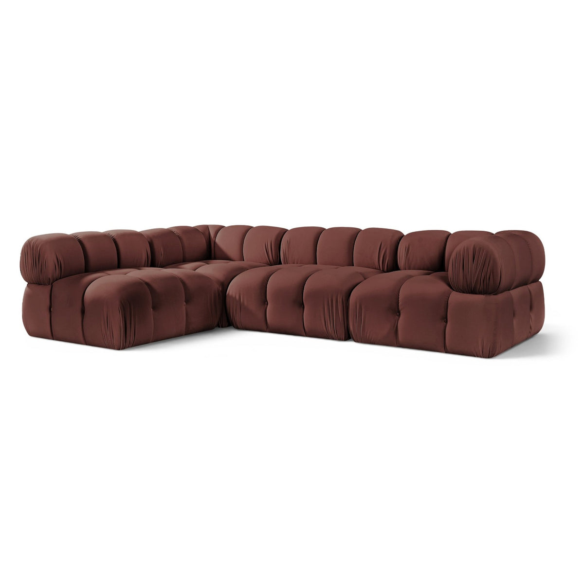 Orin Rose Velvet Performance Fabric Upholstered 4 pc. Modular Sectional in rose velvet, 111" wide, primary product view