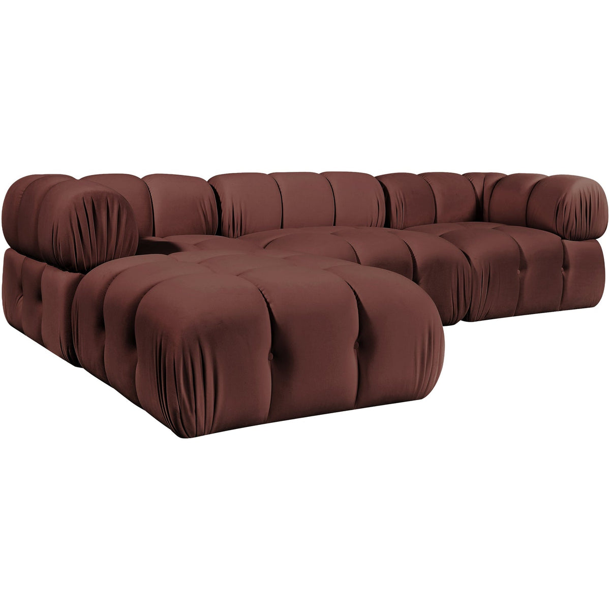 Orin Rose Velvet Performance Fabric Upholstered 4 Piece Modular Sectional Sofa