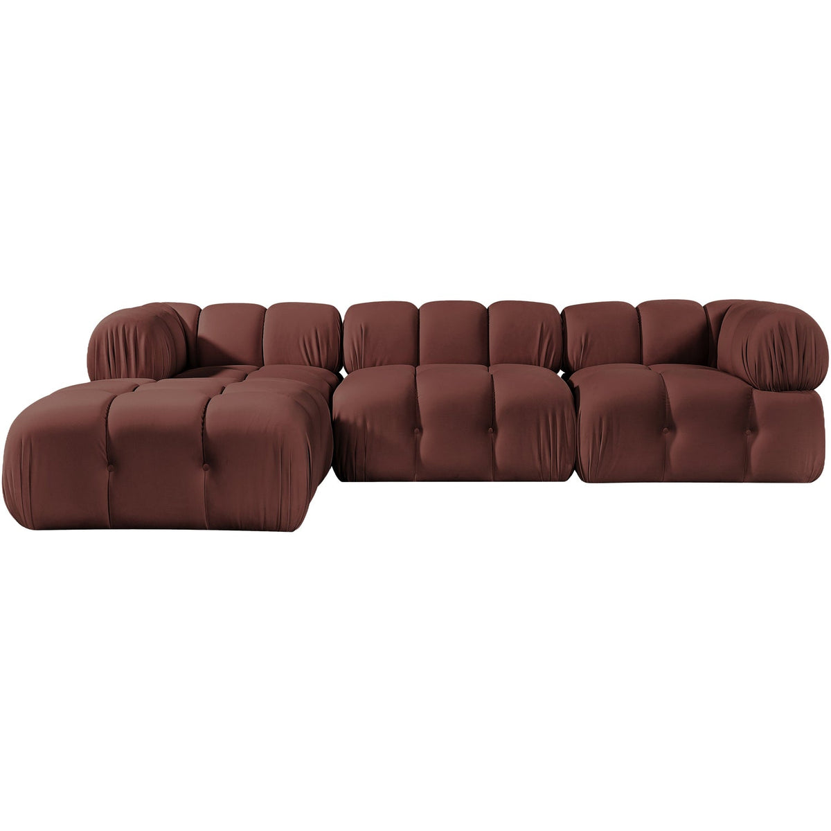 Orin Rose Velvet Performance Fabric Upholstered 4 Piece Modular Sectional Sofa