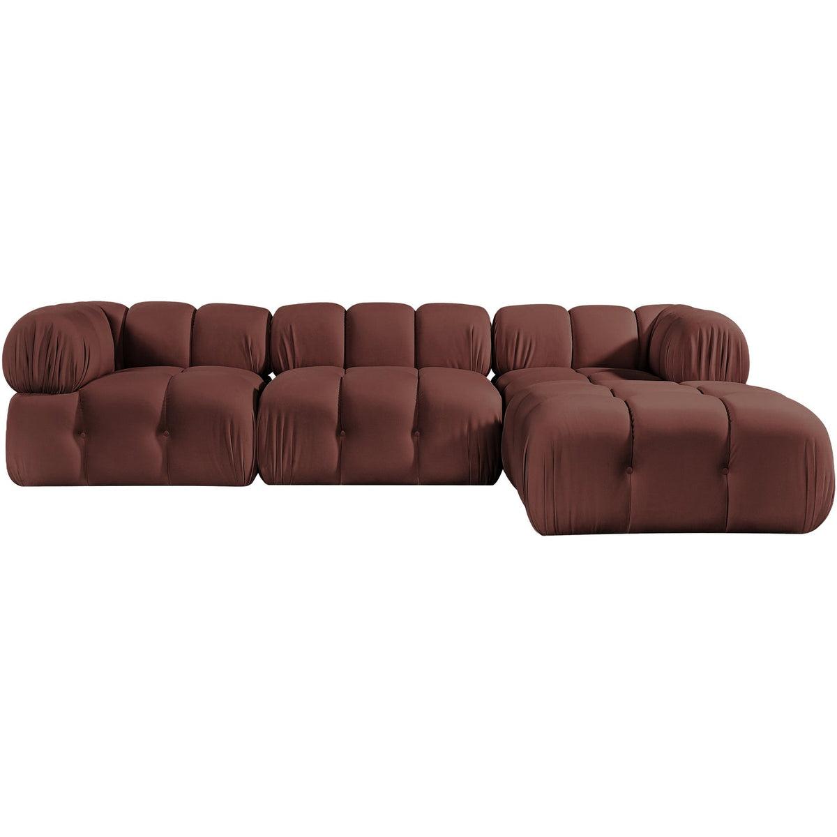 Orin Rose Velvet Performance Fabric Upholstered 4 Piece Modular Sectional Sofa