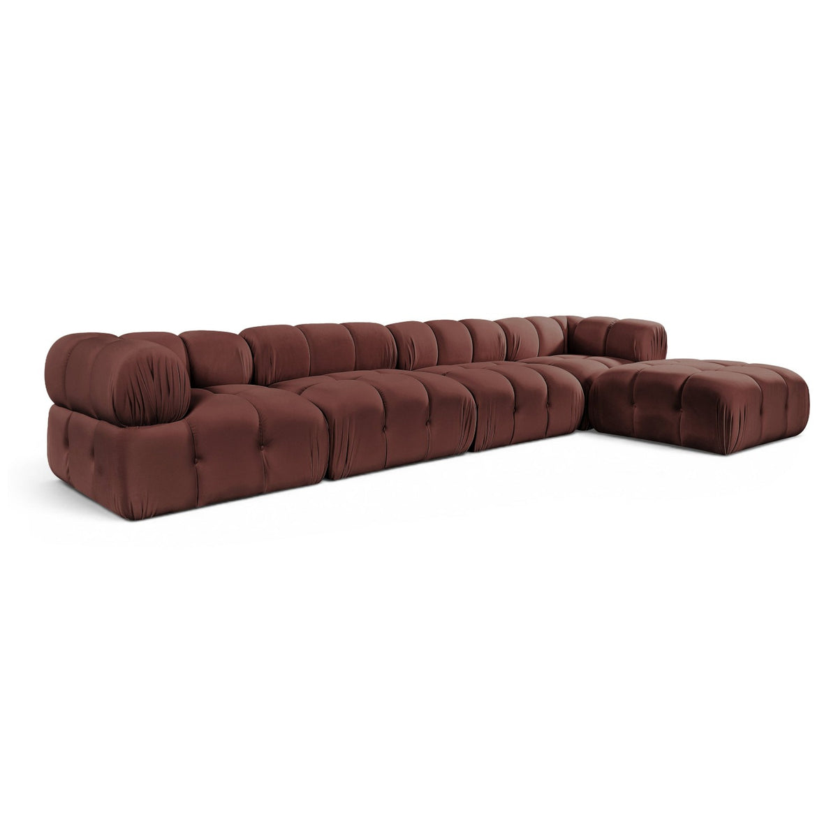 Orin Rose Velvet Performance Fabric Upholstered 5 pc. Modular Sectional in rose, primary product view