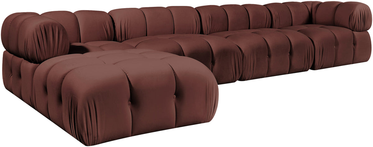 Orin Rose Velvet Performance Fabric Upholstered 5 Piece Modular Sectional Sofa
