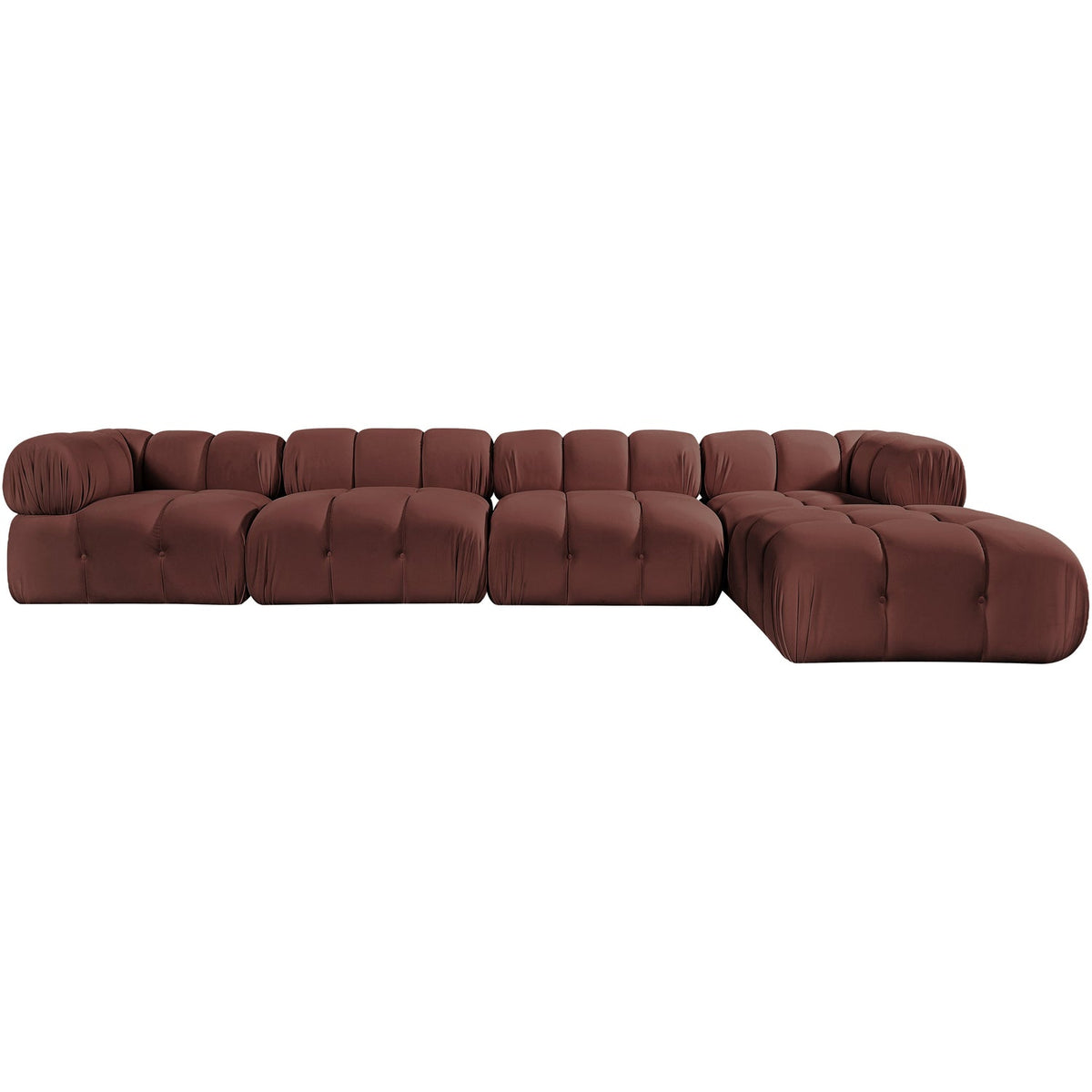 Orin Rose Velvet Performance Fabric Upholstered 5 Piece Modular Sectional Sofa