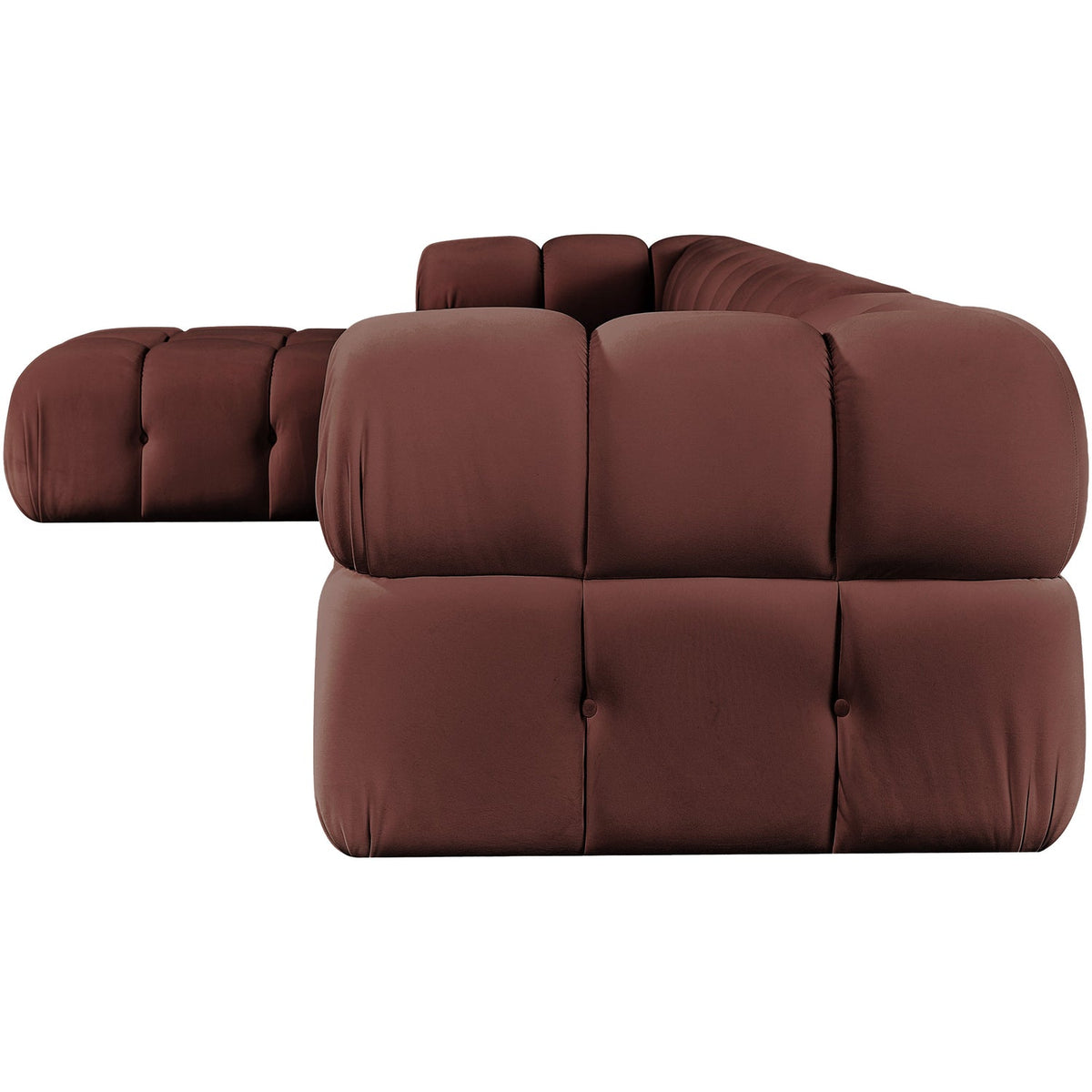 Orin Rose Velvet Performance Fabric Upholstered 5 Piece Modular Sectional Sofa