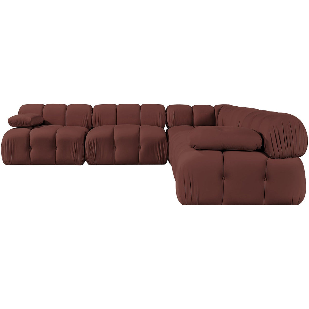 Orin Rose Velvet Performance Fabric Upholstered 5 Piece Modular Sectional Sofa