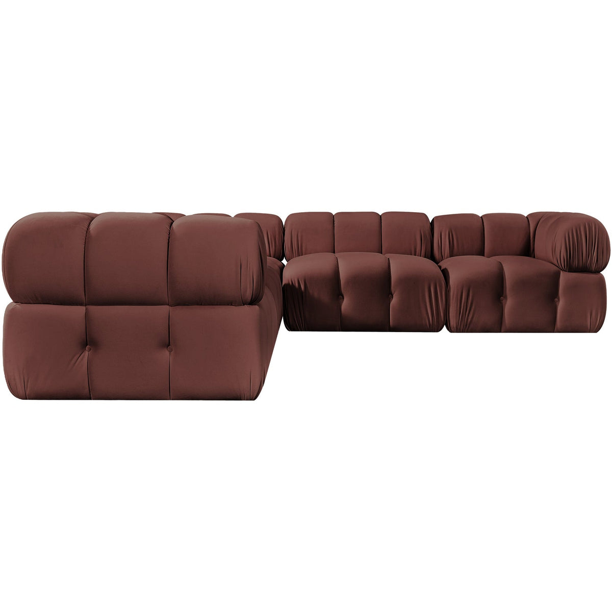 Orin Rose Velvet Performance Fabric Upholstered 5 Piece Modular Sectional Sofa
