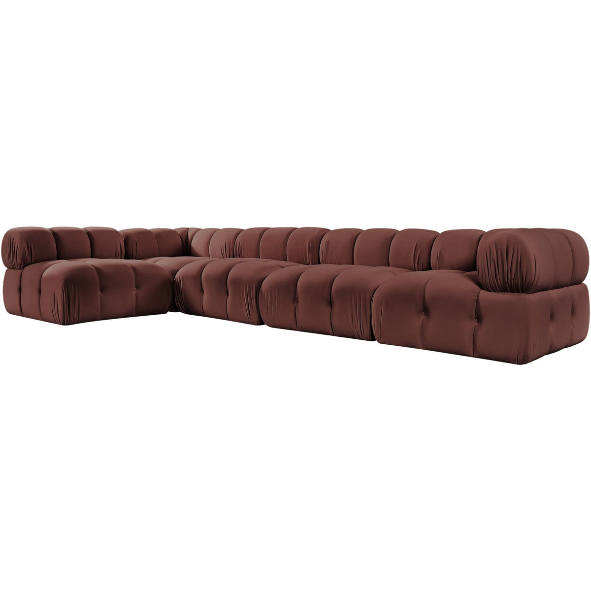 Orin Rose Velvet Performance Fabric Upholstered 5 Piece Modular Sectional Sofa