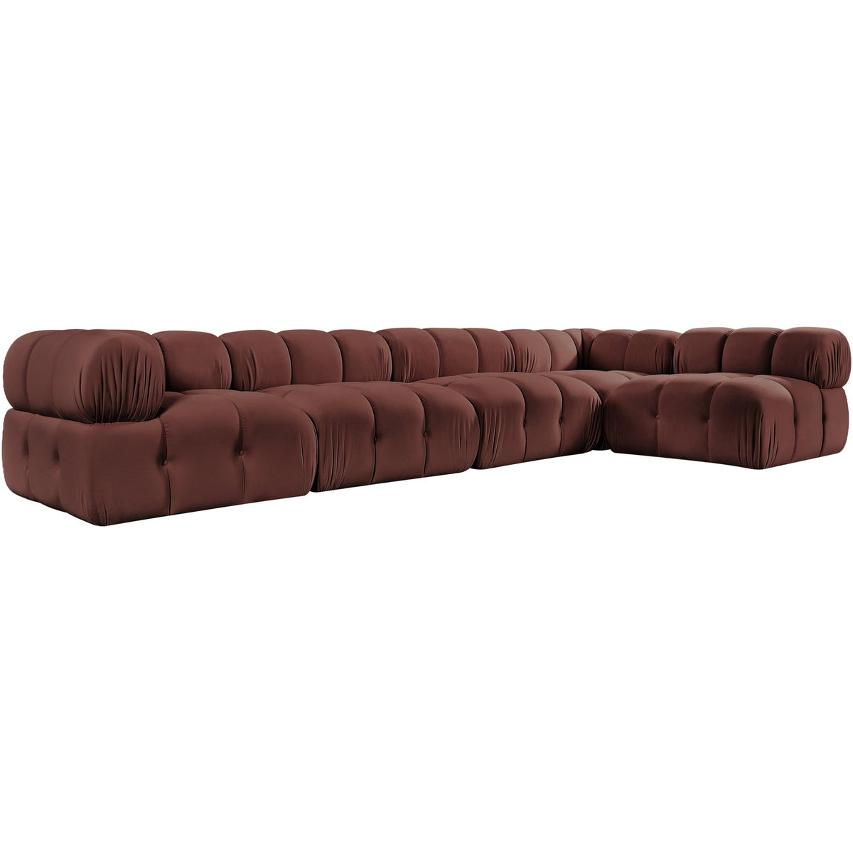Orin Rose Velvet Performance Fabric Upholstered 5 Piece Modular Sectional Sofa