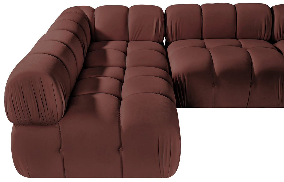 Orin Rose Velvet Performance Fabric Upholstered 5 Piece Modular Sectional Sofa