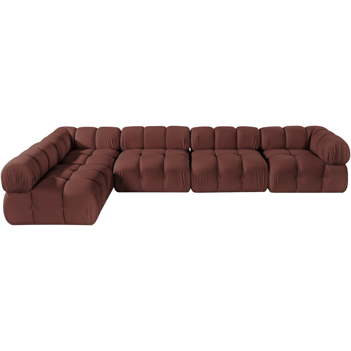 Orin Rose Velvet Performance Fabric Upholstered 5 Piece Modular Sectional Sofa