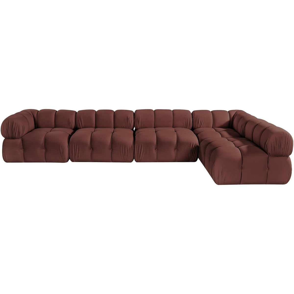 Orin Rose Velvet Performance Fabric Upholstered 5 Piece Modular Sectional Sofa