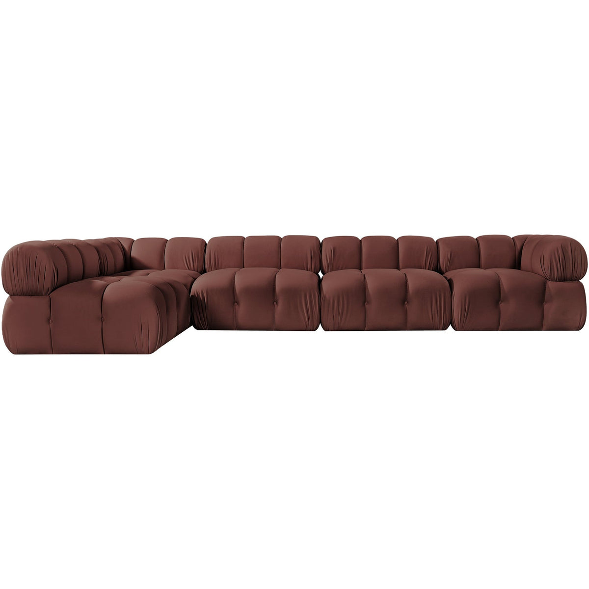 Orin Rose Velvet Performance Fabric Upholstered 5 Piece Modular Sectional Sofa