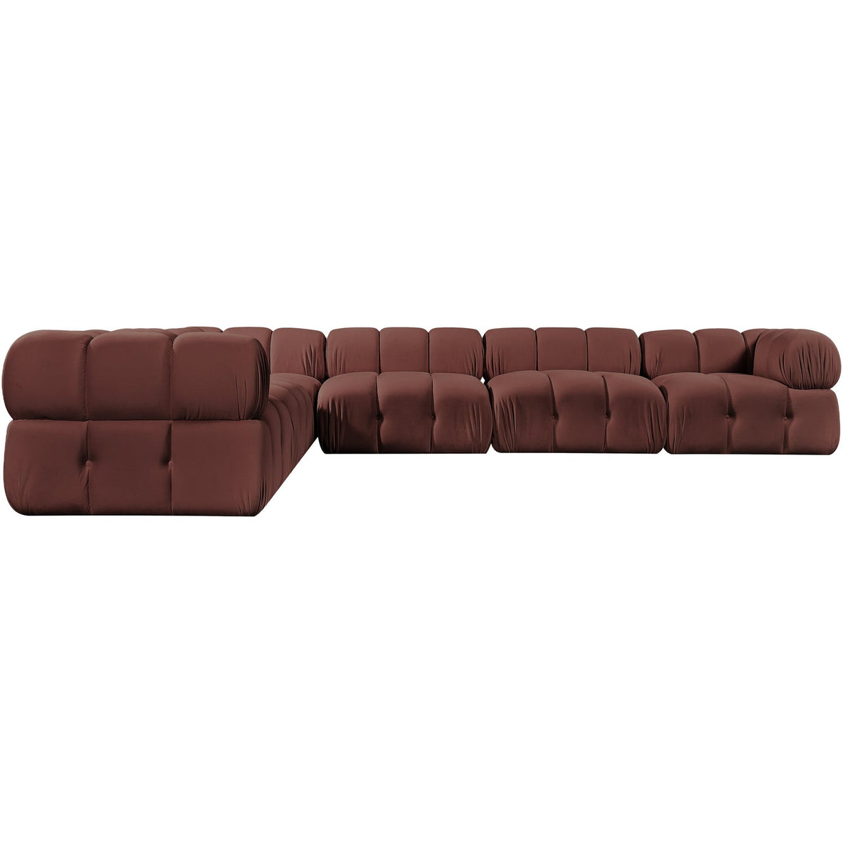 Orin Rose Velvet Performance Fabric Upholstered 6 Piece Modular Sectional Sofa