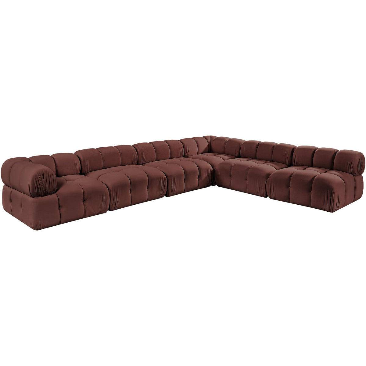 Orin Rose Velvet Performance Fabric Upholstered 6 Piece Modular Sectional Sofa