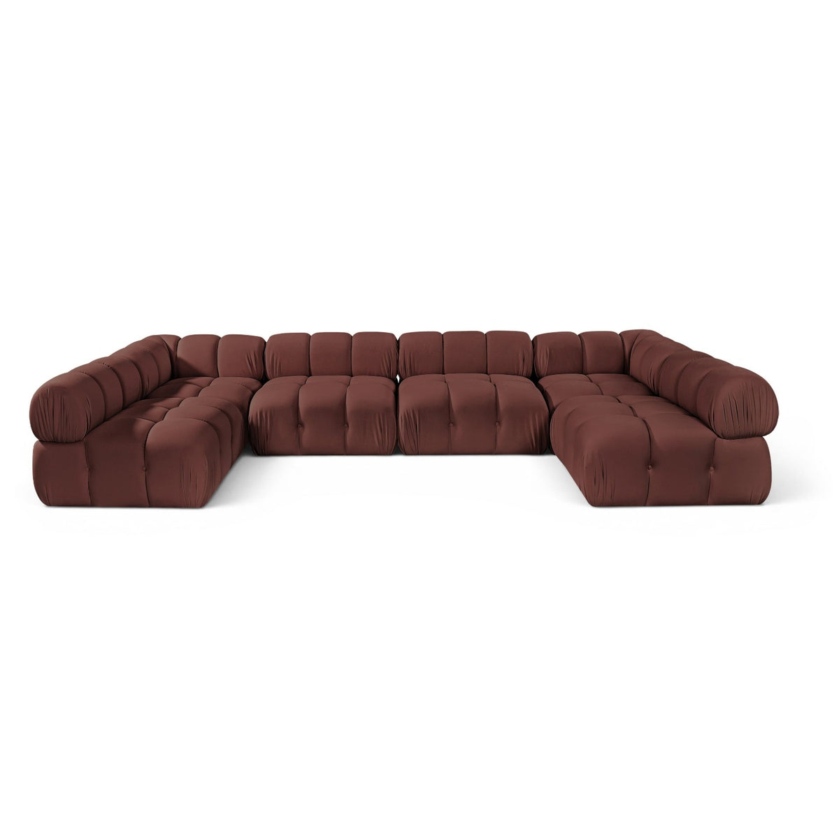 Orin Rose Velvet Performance Fabric Upholstered 6 pc. Modular Sectional in rose, primary view 6234