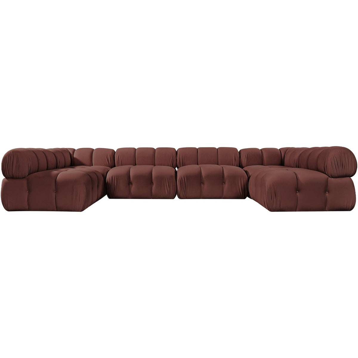 Orin Rose Velvet Performance Fabric Upholstered 6 Piece Modular Sectional Sofa