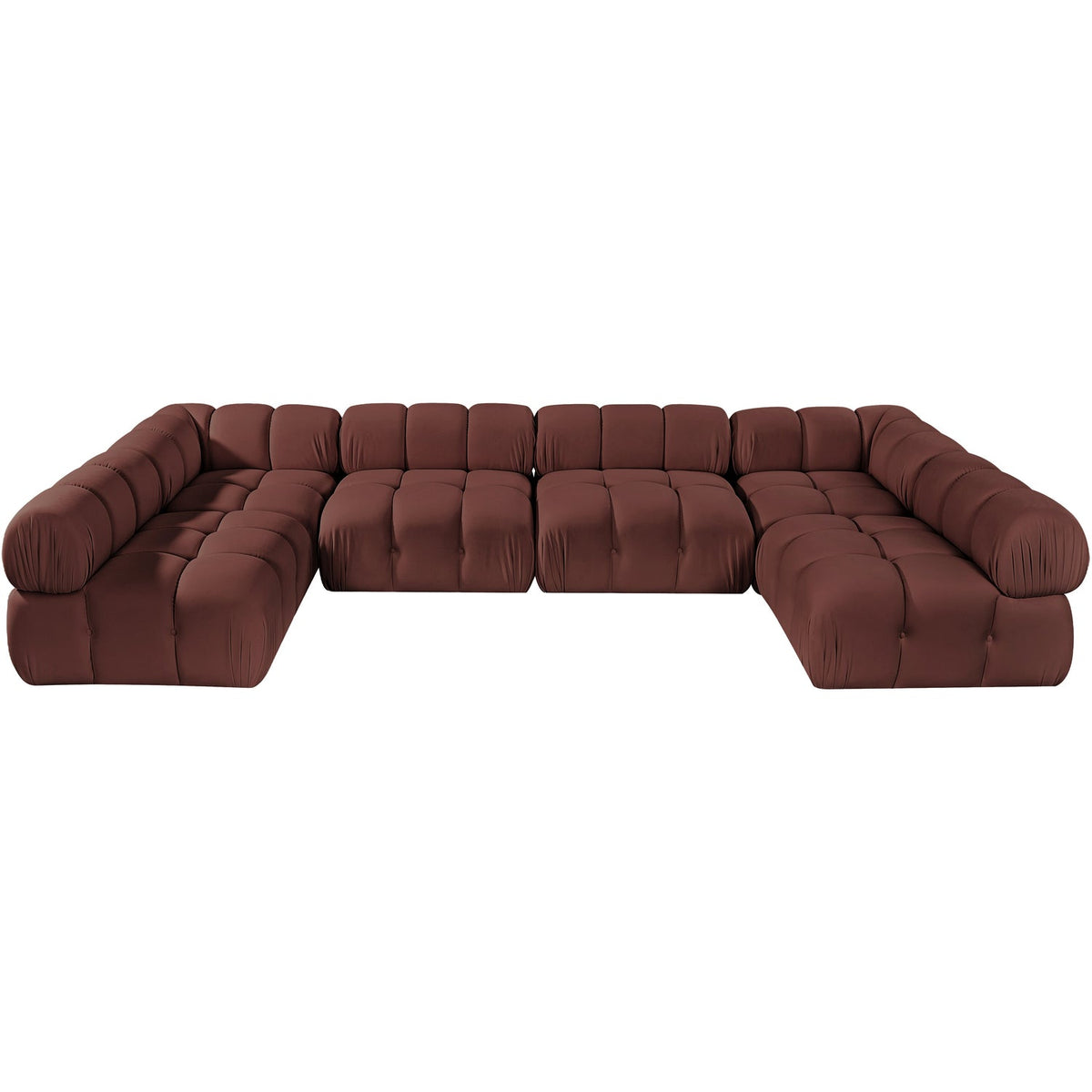Orin Rose Velvet Performance Fabric Upholstered 6 Piece Modular Sectional Sofa