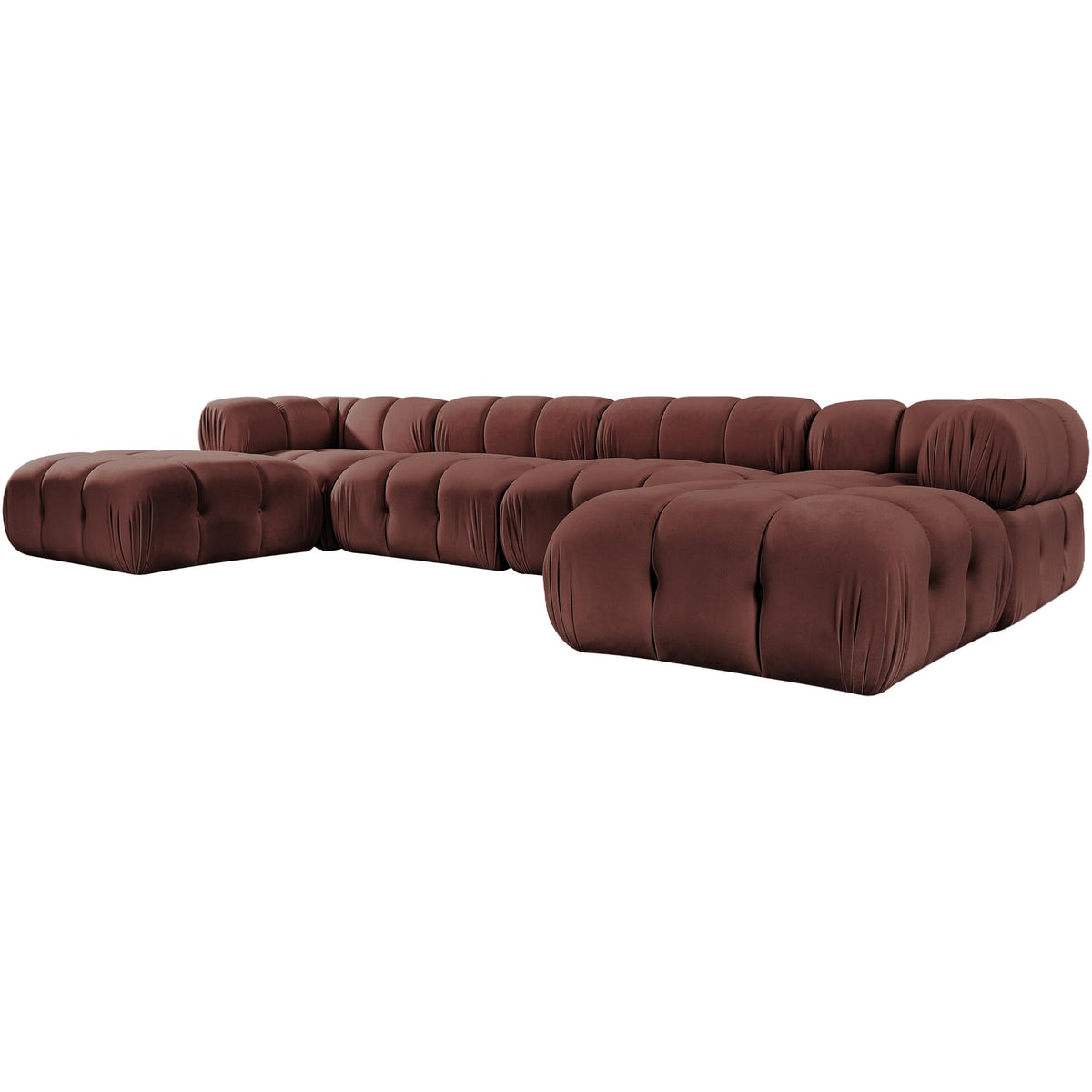 Orin Rose Velvet Performance Fabric Upholstered 6 Piece Modular Sectional Sofa