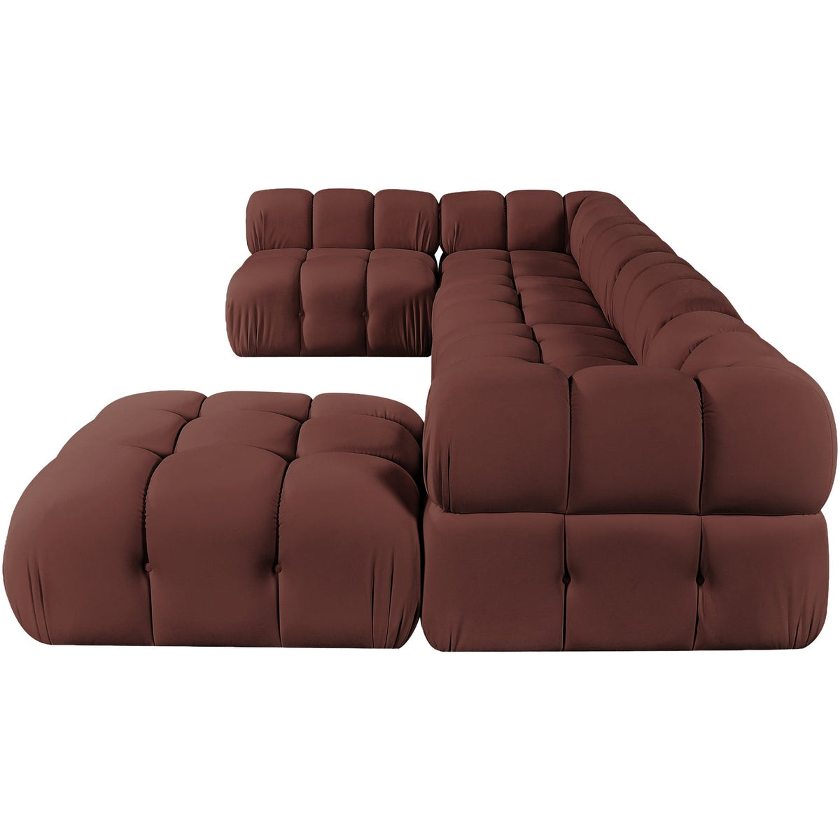 Orin Rose Velvet Performance Fabric Upholstered 6 Piece Modular Sectional Sofa
