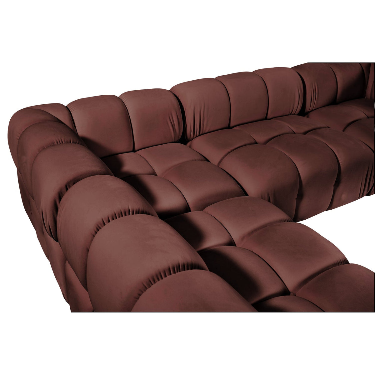 Orin Rose Velvet Performance Fabric Upholstered 6 Piece Modular Sectional Sofa