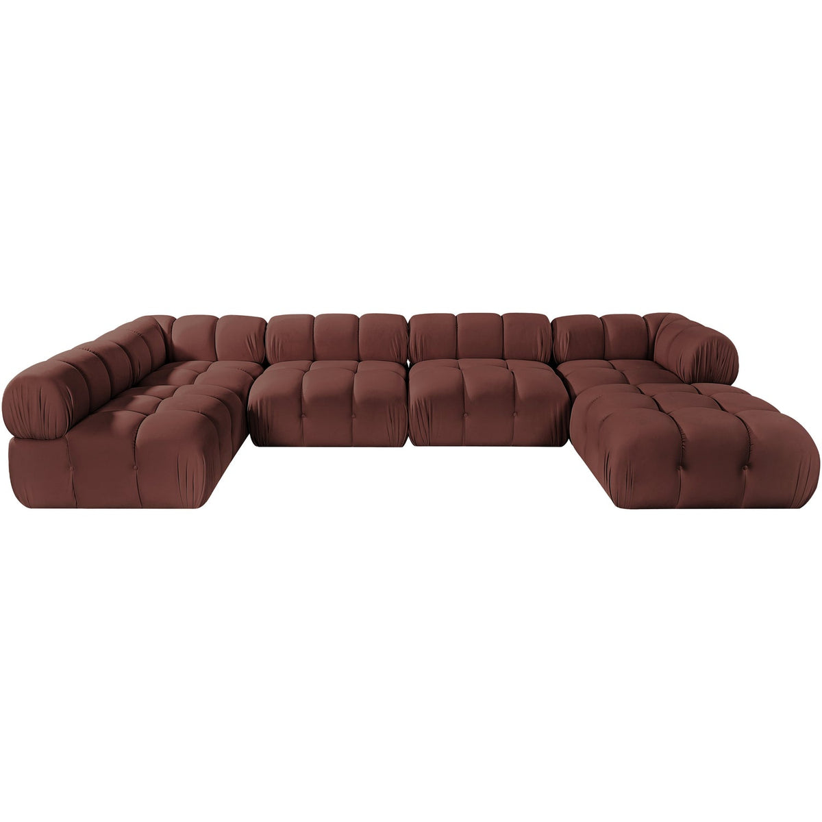 Orin Rose Velvet Performance Fabric Upholstered 6 Piece Modular Sectional Sofa