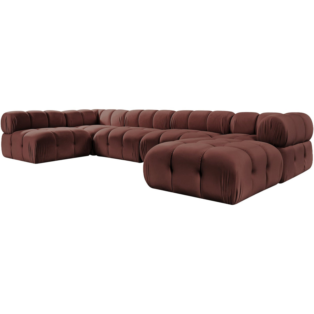 Orin Rose Velvet Performance Fabric Upholstered 6 Piece Modular Sectional Sofa