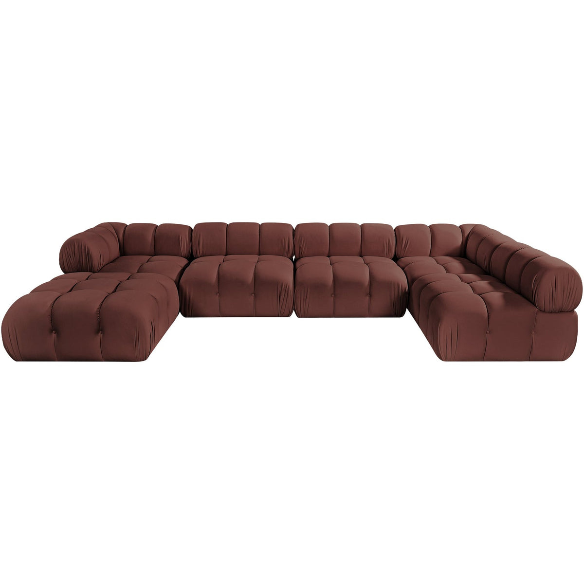 Orin Rose Velvet Performance Fabric Upholstered 6 Piece Modular Sectional Sofa