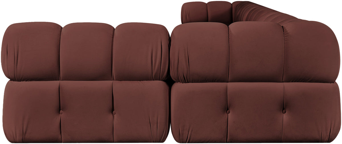 Orin Rose Velvet Performance Fabric Upholstered 6 Piece Modular Sectional Sofa