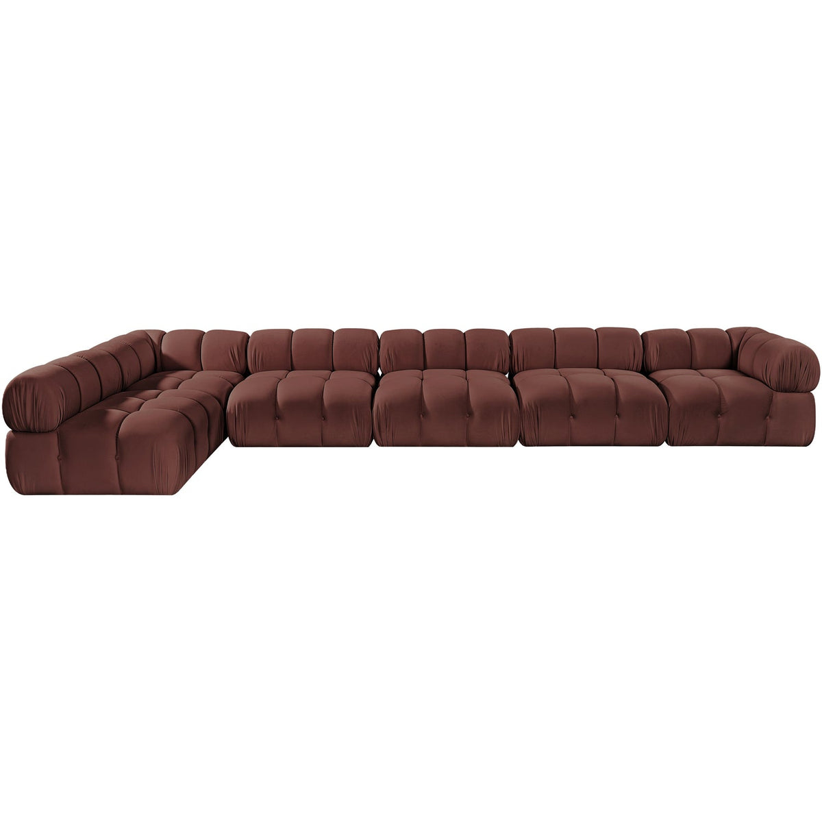 Orin Rose Velvet Performance Fabric Upholstered 6 Piece Modular Sectional Sofa