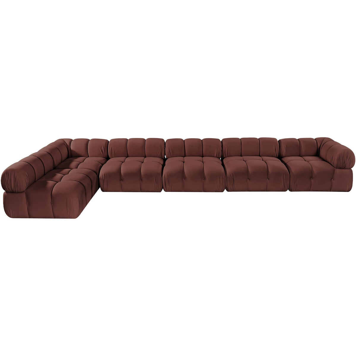 Orin Rose Velvet Performance Fabric Upholstered 6 Piece Modular Sectional Sofa