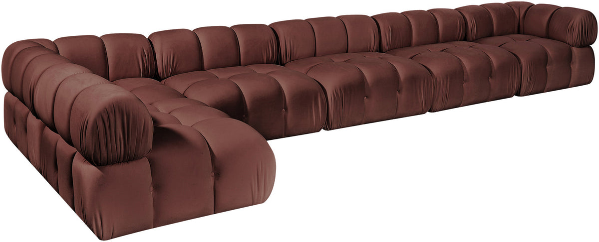 Orin Rose Velvet Performance Fabric Upholstered 6 Piece Modular Sectional Sofa
