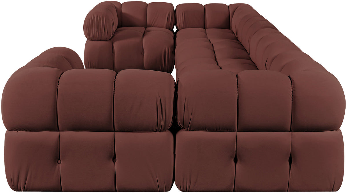 Orin Rose Velvet Performance Fabric Upholstered 6 Piece Modular Sectional Sofa
