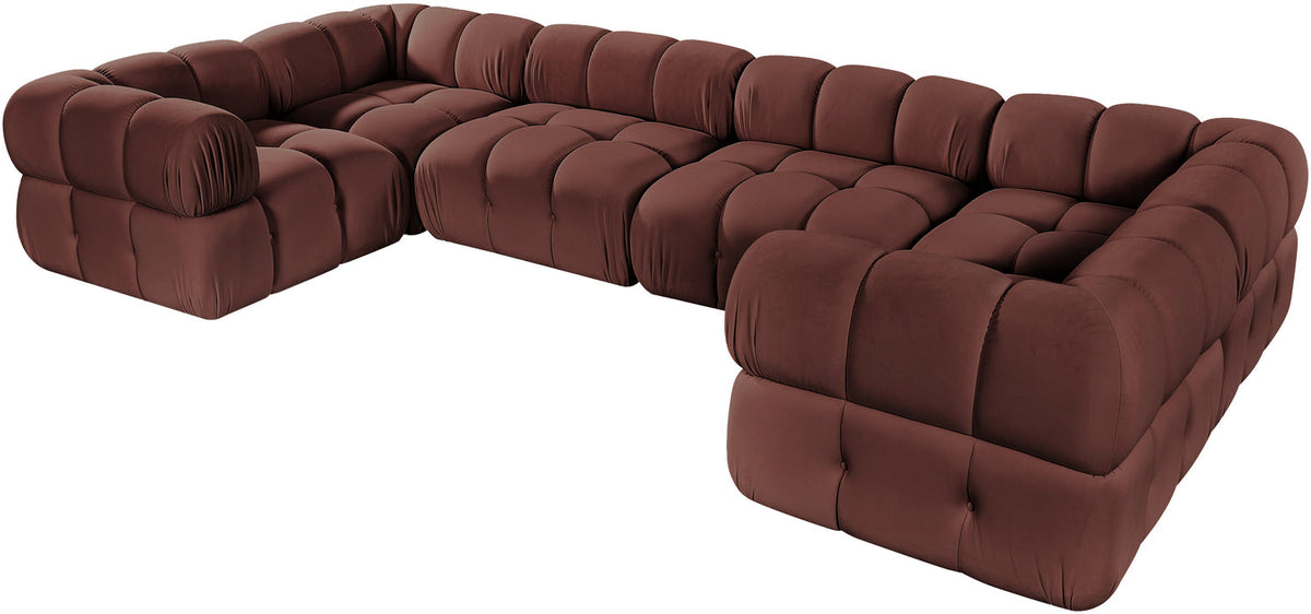 Orin Rose Velvet Performance Fabric Upholstered 6 Piece Modular Sectional Sofa