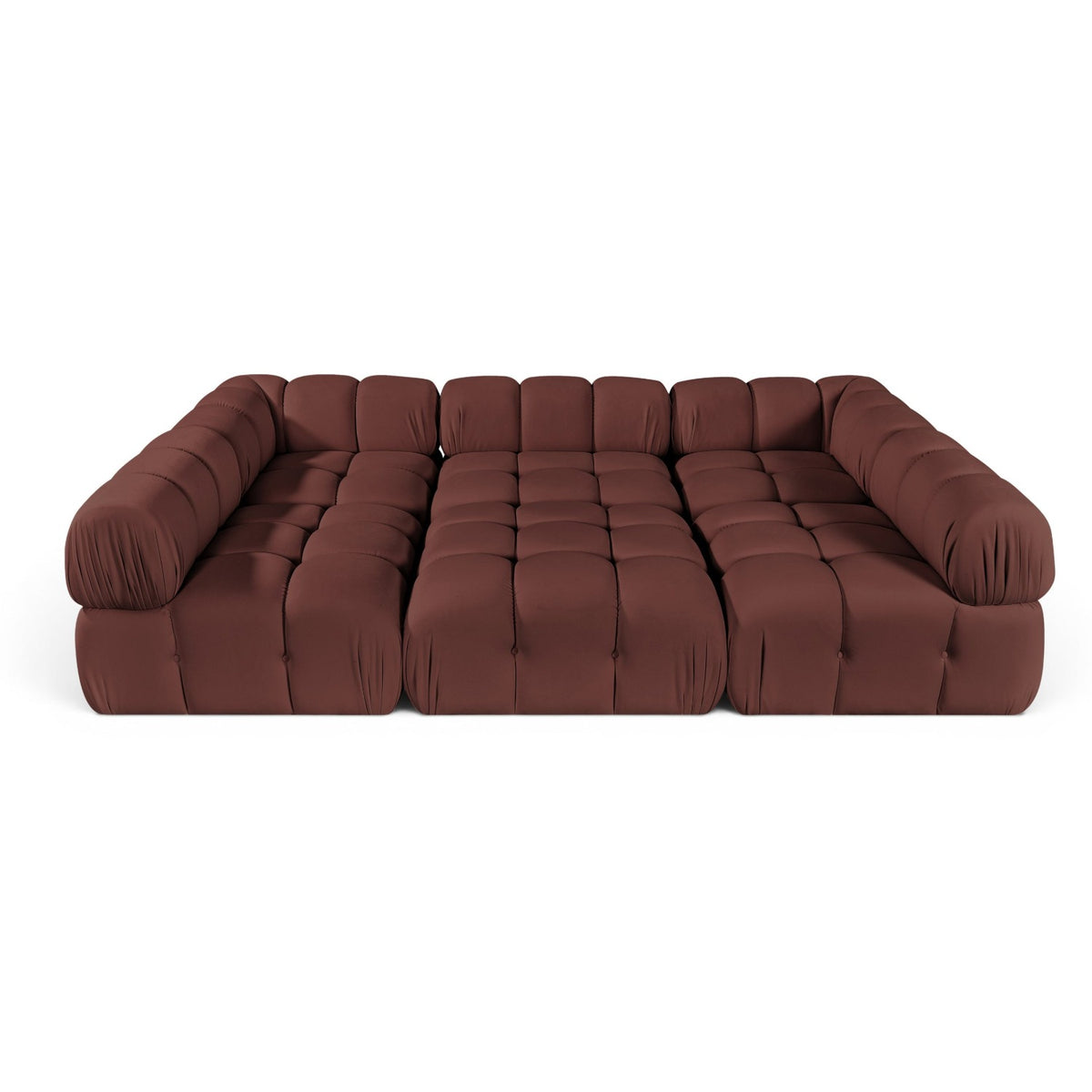 Orin Rose Velvet Performance Fabric Upholstered 6 pc. Modular Sectional in rose velvet, 111" wide, primary product view